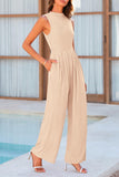 Mock Neck Sleeveless Wide Leg Jumpsuit - Fashionistas Showroom