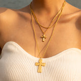 18K Gold-Plated Double Layered Cross Necklace - Fashionistas Showroom