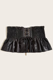 Smocked Lace-Up PU Leather Belt - Fashionistas Showroom