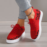 Lace-Up Leopard Flat Sneakers - Fashionistas Showroom