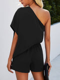 Single Shoulder Batwing Sleeve Romper - Fashionistas Showroom