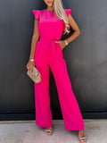 Ruffled Round Neck Cap Sleeve Jumpsuit - Fashionistas Showroom