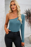 Cutout One Shoulder Long Sleeve Bodysuit - Fashionistas Showroom