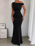 One-Shoulder Ruched Bodycon Maxi Dress