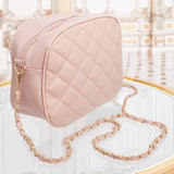 Crossbody Small Pink Quilted Chain Strap Bag Women