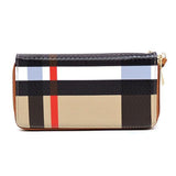 Plaid Check Printed Zip Around Wallet Wristlet - Fashionistas Showroom