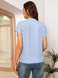 Printed Notched Short Sleeve Blouse - Fashionistas Showroom