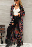 Multicolored Open Front Fringe Hem Cardigan - Fashionistas Showroom Cardigan