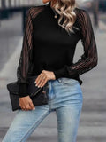 Mock Neck Raglan Sleeve Blouse - Fashionistas Showroom