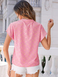 Printed Notched Short Sleeve Blouse - Fashionistas Showroom