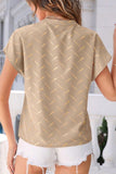 Printed Notched Short Sleeve Blouse - Fashionistas Showroom