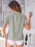 Printed Notched Short Sleeve Blouse - Fashionistas Showroom