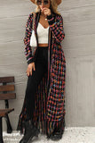 Multicolored Open Front Fringe Hem Cardigan - Fashionistas Showroom Cardigan