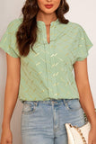 Printed Notched Short Sleeve Blouse - Fashionistas Showroom