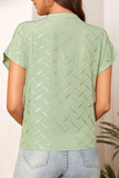 Printed Notched Short Sleeve Blouse - Fashionistas Showroom