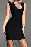 Spliced Fishnet Sleeveless Dress
