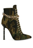 Moulin Ringed Stiletto Camouflage Ankle Boot - Fashionistas Showroom Heels