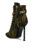 Moulin Ringed Stiletto Camouflage Ankle Boot - Fashionistas Showroom Heels