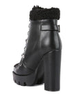 PINES Faux Leather Fur Collared Ankle Boots - Fashionistas Showroom BOOTS