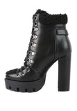 PINES Faux Leather Fur Collared Ankle Boots - Fashionistas Showroom BOOTS