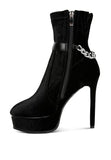 ZEPPELIN High Platform Velvet Ankle Boots - Fashionistas Showroom Heels